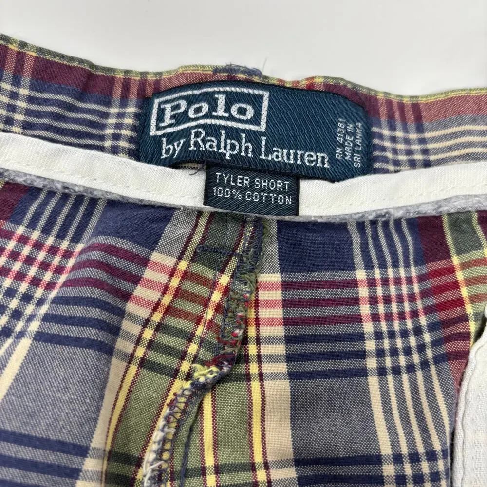 Polo Ralph Lauren Sz36 Multicolor Plaid 100% Cotton Tyler Shorts
